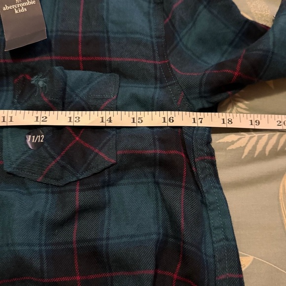 Abercrombie Kids Teal and Maroon Plaid Button-Down Shirt - Picture 7 of 9